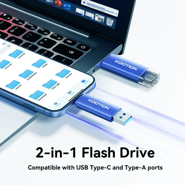U207-128G主图1 KOOTION 128G USB2.0 Dual Connector 2-in-1 USB Flash Drive