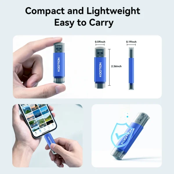 U207-128G主图3 KOOTION 128G USB2.0 Dual Connector 2-in-1 USB Flash Drive